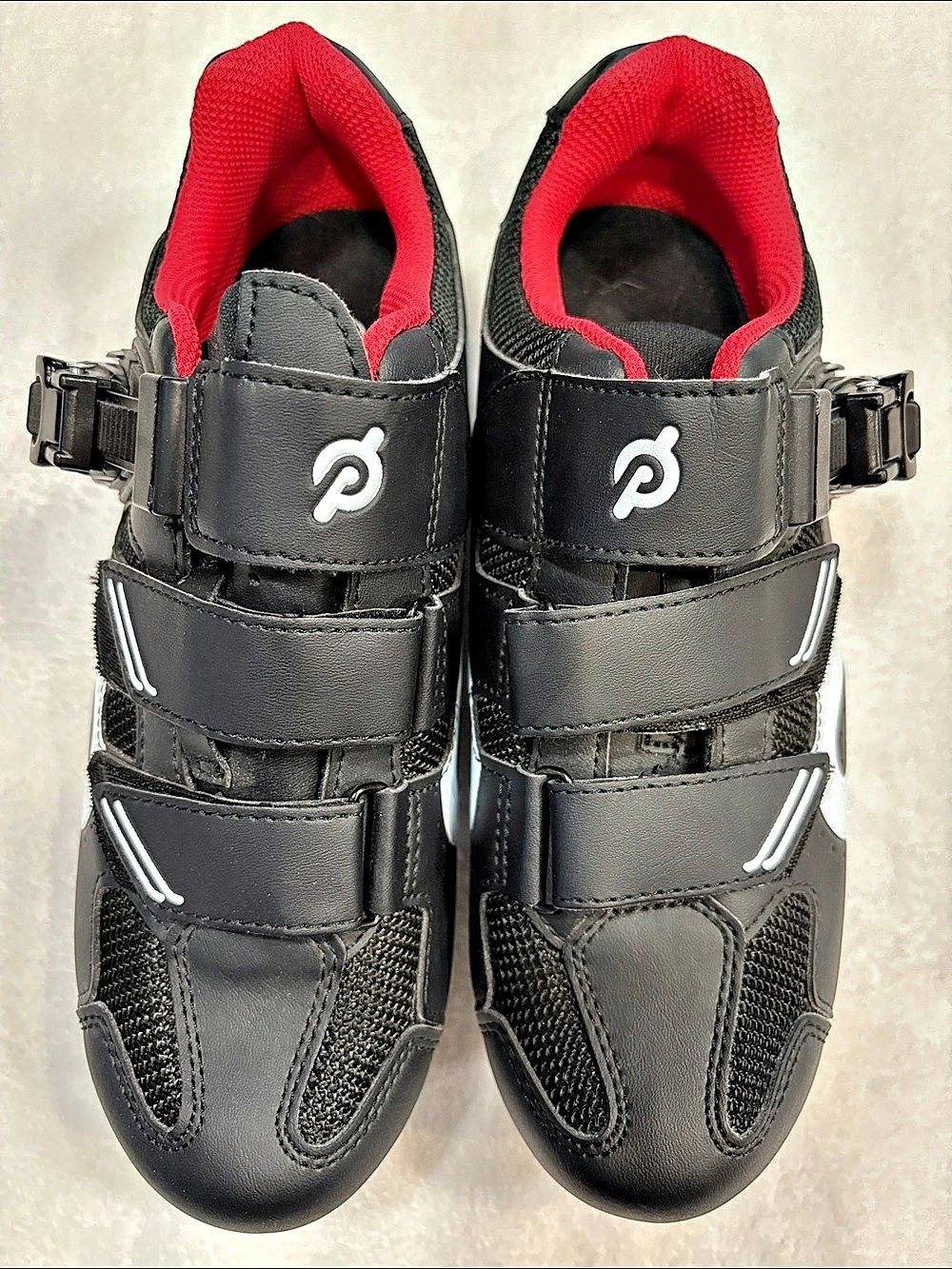 Peloton Cycling Shoes EU 40 Black Red Look Delta Cleats Indoor Spin